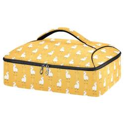Mnsruu Lama in The Yellow Background Kasserolle Carrier for Hot or Cold Food, Insulated Casserole Dish Carrier Bag with Lid, Food Carrier for Travel Party Picnic Tote Bag, Lama im gelben Hintergrund, von Mnsruu
