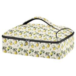 Mnsruu Lemon and Butterflies Vintage Kasserolle Carrier for Hot or Cold Food, Insulated Casserole Dish Carrier Bag with Lid, Food Carrier for Travel Party Picnic Tote Bag, Zitrone und Schmetterlinge, von Mnsruu