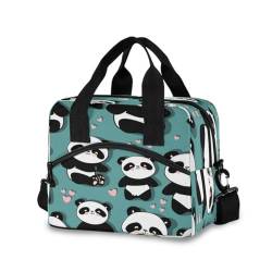 Mnsruu Lunchtasche für Kinder, Panda-Herz, Kühlbox, großes Fassungsvermögen, Lunch-Organizer für Jungen und Mädchen, Panda-Herz, Einheitsgröße von Mnsruu