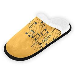 Mnsruu Music Note Guitar Yellow Home Slippers Non Slip Cotton Slippers Home Hotel Spa Bedroom Travel L for Men Women von Mnsruu
