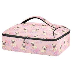 Mnsruu Puppy and Rose Kasserolle Carrier for Hot or Cold Food, Insulated Casserole Dish Carrier Bag with Lid, Food Carrier for Travel Party Picnic Tote Bag, Welpe und Rose, Einheitsgröße von Mnsruu