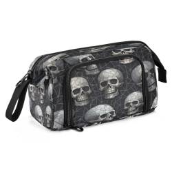 Mnsruu Sugar Skull Abstraktes schwarzes Federmäppchen, große Kapazität, Stiftetasche, Schreibwaren, Federmäppchen, Handtasche, für Studenten, Teenager, Schule, Büro, Mehrfarbig von Mnsruu