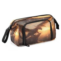 Mnsruu Sunset Dragon Federmäppchen, großes Fassungsvermögen, Schreibwaren, Federmäppchen, Handtasche für Studenten, Teenager, Schule, Büro, Mehrfarbig von Mnsruu