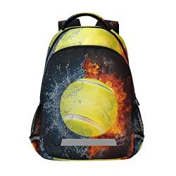 Mnsruu Tennisball im Feuerwasser-Rucksack für Jungen und Mädchen, Grundschule, Büchertasche, Kinder-Reiserucksack, Laptoptasche, F048 von Mnsruu