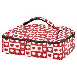 Mnsruu Valentines Day Red Heart Kasserolle Carrier for Hot or Cold Food, Insulated Casserole Dish Carrier Bag with Lid, Food Carrier for Travel Party Picnic Tote Bag, Valentinstag; rotes Herz, von Mnsruu