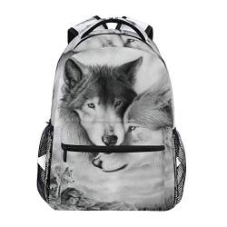 Mnsruu Wolf Studenten Backpack Rucksack für Mädchen Jungen & Kinder Schulrucksack College Reiseeucksack Tagesrucksack für Sport & Outdoor von Mnsruu