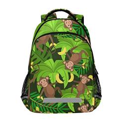 Monkeys Bananas Palmblätter Rucksack für Jungen Mädchen Grundschule Büchertasche Kinder Reiserucksack Laptoptasche, D916 von Mnsruu