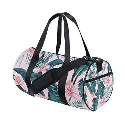 Niedliche Palmblatt-Sporttasche für Damen und Herren, Reisetasche für Training, Strand, Yoga, Wochenende, Tanztasche, rose, L von Mnsruu