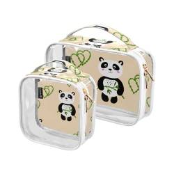 Panda transparente Make-up-Tasche, Reise-Kulturbeutel, 2 Stück, PVC, transparente Kosmetiktaschen für Damen und Herren, mehrfarbig, 2er-Pack, Kulturbeutel von Mnsruu
