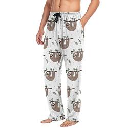 Pyjamahose für Herren, süßes Doodle Faultier Herren Separate Hose, Loungehose, entspannte Schlafhose, multicolored, M von Mnsruu