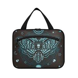 Reise-Kulturbeutel, Gothic-Totenkopf, Schmetterling, großer Kulturbeutel, Make-up-Organizer für Damen, Kosmetiktasche mit Haken zum Aufhängen, A038, 27.5x20.5x14cm, Kulturbeutel von Mnsruu