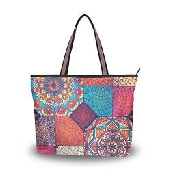 Schultertasche, Bohemian-Stil, bunt, groß, Handtasche, Strandtasche für Damen, Mehrfarbig - Multi - Größe: Large von Mnsruu