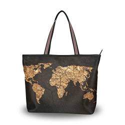 Schultertasche Weltkarte Große Handtasche Strandtasche für Damen Mädchen, Mehrfarbig - multi - Größe: Medium von Mnsruu