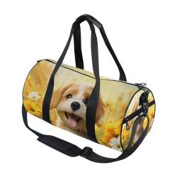 Sporttasche, Reisetasche, Hund, Blumengepäck, für Damen und Herren, Hund Blume, Einheitsgröße von Mnsruu