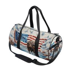 Sporttasche, Reisetasche, Motiv: amerikanische Flagge, Bullengepäck für Damen und Herren, Amerikanische Flagge Bull, Einheitsgröße von Mnsruu