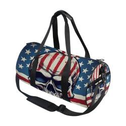 Sporttasche, Reisetasche, Motiv: amerikanische Flagge, Totenkopf, für Damen und Herren, American Flag Skull, Einheitsgröße von Mnsruu