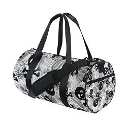 Sporttasche für Damen und Herren, Reisetasche, Totenkopf, schwarz, Gothic-Stil, Workout-Tasche, für Strand, Yoga, Wochenende, Tanztasche von Mnsruu