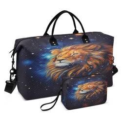 Starry Sky Tiger Reisetasche mit Kulturbeutel und verstellbarem Riemen für Reisen, Fitnessstudio, Yoga, Wochenende, mehrfarbig, Einheitsgröße, Kulturbeutel von Mnsruu