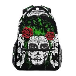 Totenkopf-Rucksack für Studenten, roter Blumen-Rucksack, Schultasche, Reiserucksack für Männer und Frauen, Laptop-Rucksack, lässiger Tagesrucksack für Reisen/College/Arbeit von Mnsruu