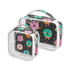 Transparente Make-up-Tasche mit Donuts-Motiv, PVC, für Damen und Herren, transparente Reise-Kulturbeutel, 2 Stück, mehrfarbig, 2er-Pack, Kulturbeutel von Mnsruu