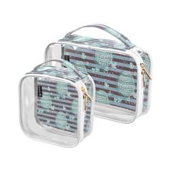 Transparente Make-up-Tasche mit Ostereiern, transparent, Reise-Kulturbeutel, 2 Stück, PVC-Kosmetiktaschen für Damen und Herren, mehrfarbig, 2er-Pack, Kulturbeutel von Mnsruu
