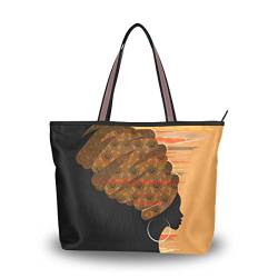 Umhängetasche Afrikanische Frau im Turban große Handtasche Tote Strandtaschen für Frauen, multi, Medium von Mnsruu