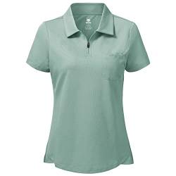 Baumwolle Poloshirts Damen Kurzarm Polohemden Atmungsaktive Polo T Shirts Top Grün L von MoFiz