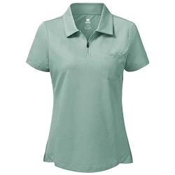 Baumwolle Poloshirts Damen Kurzarm Polohemden Atmungsaktive Polo T Shirts Top Grün XXL von MoFiz