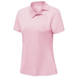 Damen Poloshirt Kurzarm Golf Baumwolle Polohemd Atmungsaktive Polo Shirt mit Kragen Rosa M von MoFiz