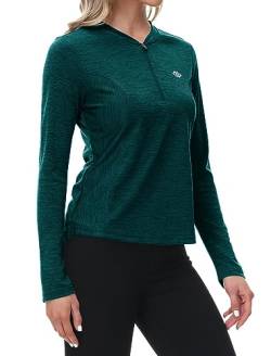 Damen Sport Shirt Langarm Laufshirt Sweatshirts Fitness Running Yoga Tops Dunkelgrün L von MoFiz