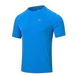 MoFiz Basic T-Shirt für Herren Schnelltrocknend Laufshirt Trainingsshirt Sportshirt Leicht Funktionsshirt Wandershirt Sommer Surf Shirt Freizeitoberteile Blauer See L von MoFiz