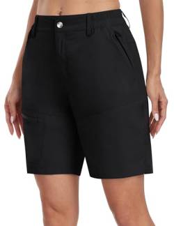 MoFiz Bermuda Shorts Damen Kurze Cargo Shorts wandernshorts schnelltrocknende outdoorshorts Schwarz-B L von MoFiz