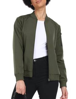 MoFiz Bomberjacke Damen Frühling Leichte Sommerjacke Casual College Jacket Freizeitjacke voll Reißverschluss Grün XXL von MoFiz