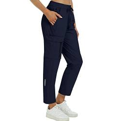 MoFiz Damen Cargohose Leichte Wanderhose Atmungsaktiv Trekkinghose Workout Jogginghose Schnell Trocknende Wasserdicht Winddicht Casual Outdoorhose Blau S von MoFiz