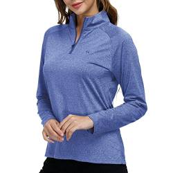 MoFiz Damen Langarmshirts Pullover Mikrofleece Winter Outdoor Trainings Sportshirt Yoga Sweatshirts mit Reißverschluss Stehkragen Himmelblau XXL von MoFiz