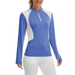 MoFiz Damen Polo Shirt Sportshirt Polohemd für Fitness Laufshirt Wintershirts mit Stehkragen Himmelblau M von MoFiz