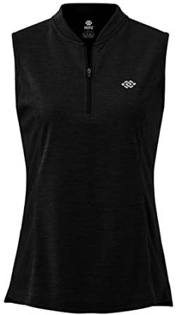 MoFiz Damen Poloshirt Bluse Ärmelloses Shirt Tank Top mit Reißverschluss Schwarz S von MoFiz