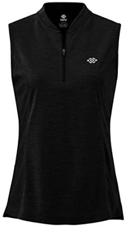 MoFiz Damen Poloshirt Bluse Ärmelloses Shirt Tank Top mit Reißverschluss Schwarz XL von MoFiz