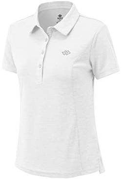 MoFiz Damen Poloshirt Kurzarm Golf Tennis Polohemd Sonnenschutz Polo Shirt mit Kragen Weiß XL von MoFiz