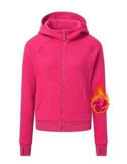 MoFiz Damen Running-Jacken Fahhradjacke Winter Kapuzenpullover Pullover Hoody mit Taschen Daumenloch Rose M von MoFiz