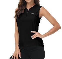 MoFiz Damen Shirt Ärmelloses T Shirt Elegant Sommershirts Lauftop Sport Tank Top mit Reißverschluss Schwarz M von MoFiz