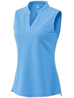 MoFiz Damen Sommerbluse V-Ausschnitt Oberteil ohne Ärmel Leichtes T-Shirt Elegant Top Himmelblau XXL von MoFiz