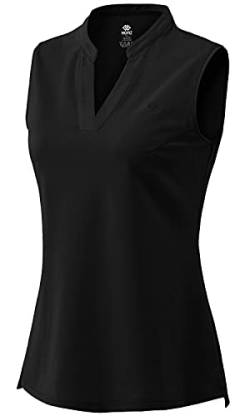 MoFiz Damen Sommerbluse V-Ausschnitt Oberteil ohne Ärmel Leichtes T-Shirt Elegant Top Schwarz M von MoFiz