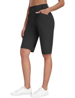 MoFiz Damen Wandern Cargoshorts Wanderhose Kurze Schnelltrocken Wasserdicht Outdoor Wandershorts Sommer Golf Sport Shorts Schwarz US M/EU L von MoFiz