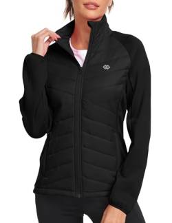 MoFiz Fliesjacke Damen Warm Sweatjacke Arbeitsjacke Leichte Stehkragen Trainingsjacke Reitjacke mit Reißverschlusstasche Schwarz M von MoFiz