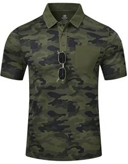 MoFiz Herren Camo Polo Golf Shirt Wandern Dry Fit Kurzarm T-Shirts Pique Kragen Polo Jersey, B-Army Green Camo, XX-Large von MoFiz