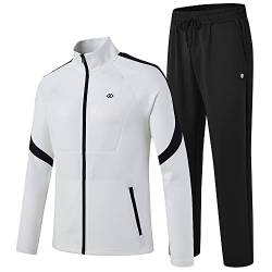 MoFiz Herren Jogginganzug Trainingsanzug Freizeitanzug für Gym Tracksuit mit Reissverschluss Weiß XL von MoFiz