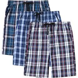 MoFiz Herren Nachtwäsche Shorts Pyjama Unterteil Lounge Kurz Plaid Knopf Offener Hosenschlitz 3 Pack, Multi-3pack - 05, Mittel von MoFiz