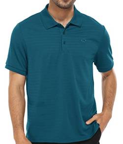 MoFiz Herren Poloshirt Kurzarm Polohemd Sport Sommershirts Outdoor Schnelltrocknend Golf T-Shirts Knopfleiste Leicht Polo Blau XL von MoFiz
