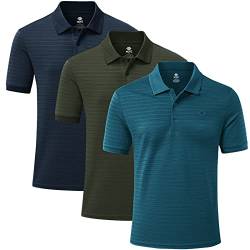 MoFiz Herren Poloshirt Kurzarm Polohemd Sport Sommershirts Outdoor Schnelltrocknend Golf T-Shirts Knopfleiste Leicht Polo Marineblau/Grün/Blau L von MoFiz